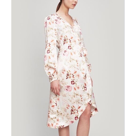 byTiMO Satin Floral Synthetic Wrap Midi Dress size - Picture 3 of 12